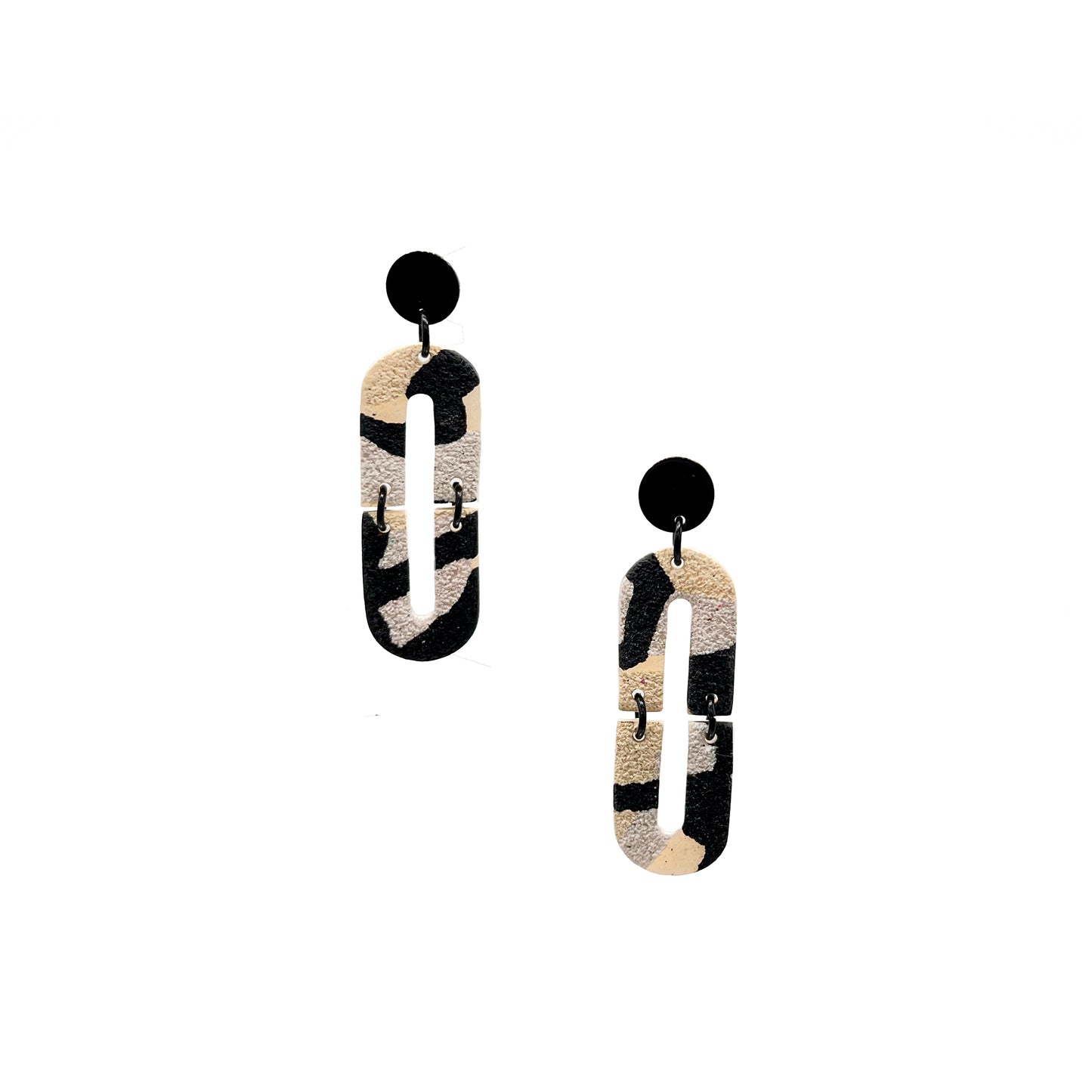 Beige and Black Pepper-Arc Dangle