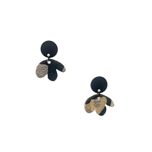 Beige and Black Pepper-Petal Dangle